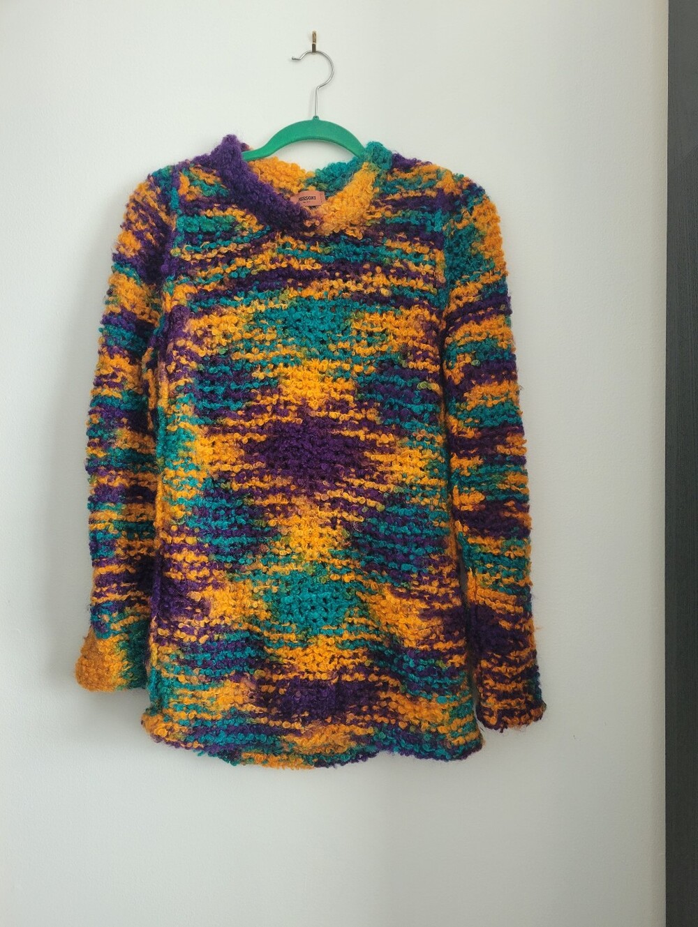 Missoni Multicolor Bouclé Knit  Sweater Cozy Mohair Wool - Teal, Purple & Orange
